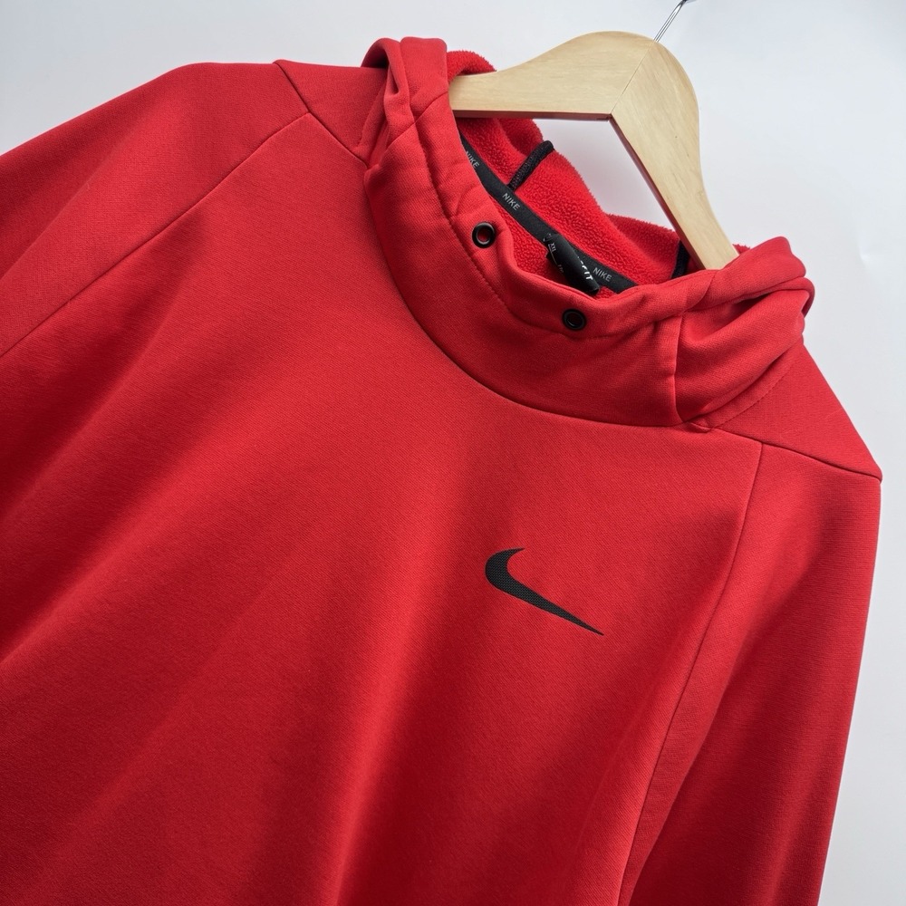 Nike Dri-FIT Therma Hoodie Mens XXL Red Cowl Neck Fleece Sweatshirt Pullover